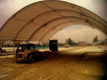 Carpa tipo hangar adecuacion de vias